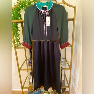 NWT Tory Burch tie neck trapanto black dress size 4